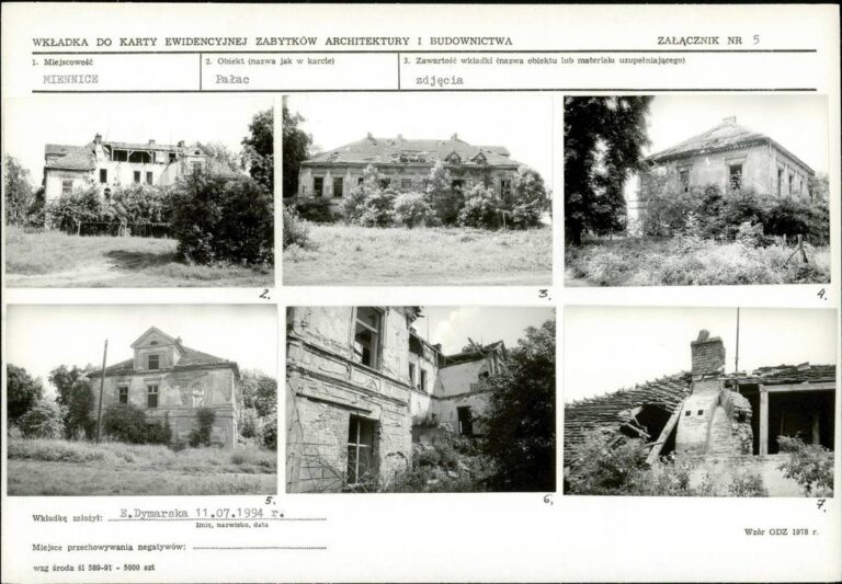 Pałac w Mienicach zdjęcia z 1992 roku
