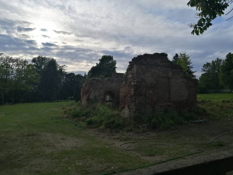 Ruiny pałacu w Mienicach zdjęcie z 2025 roku