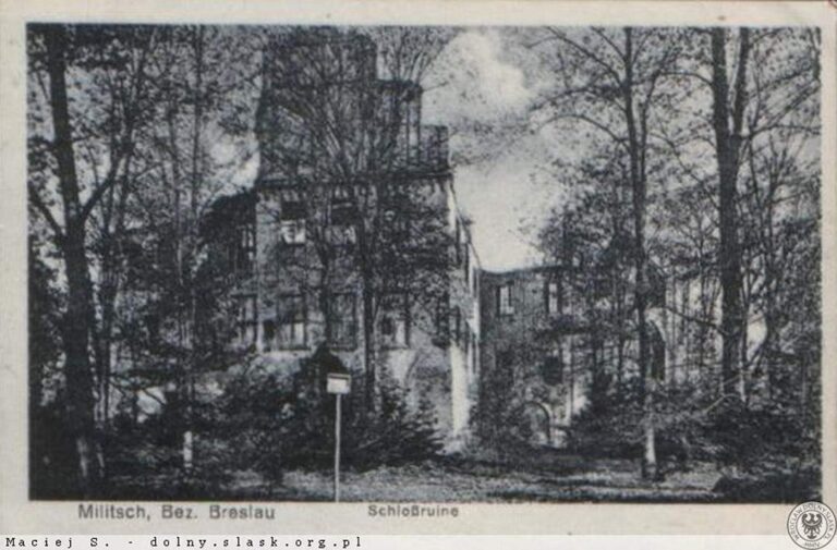 Zamek książąt oleśnickich w Miliczu ruiny rok 1943